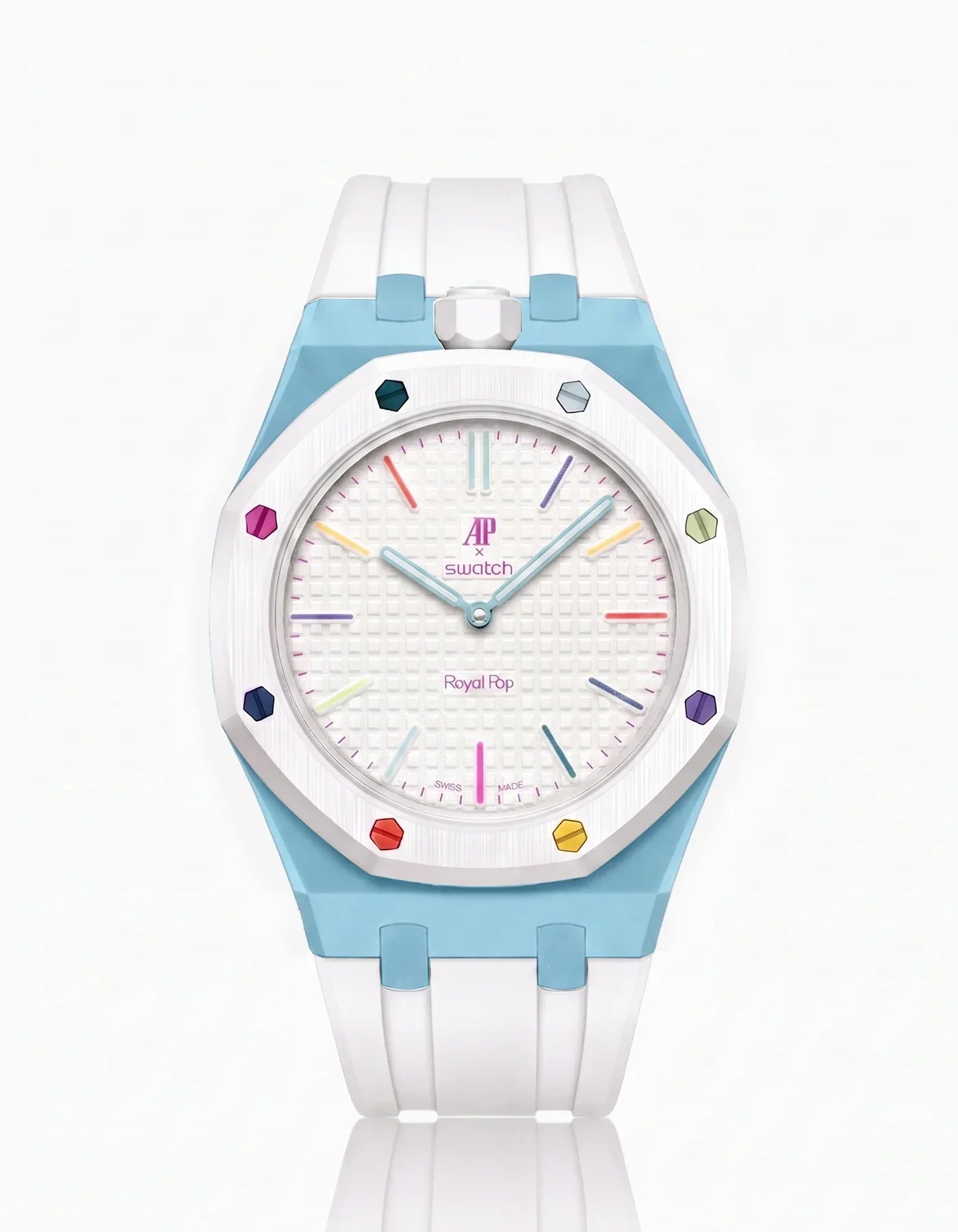 Silicone Strap & Bioceramic Case  Royal Pop Huit Blanc(Customize  Colors)