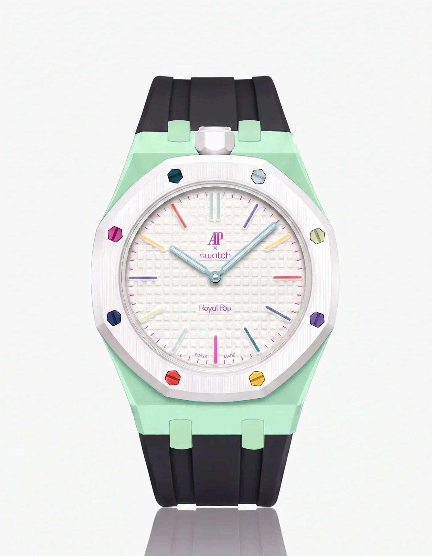 Silicone Strap & Bioceramic Case  Royal Pop Huit Blanc(Customize  Colors)