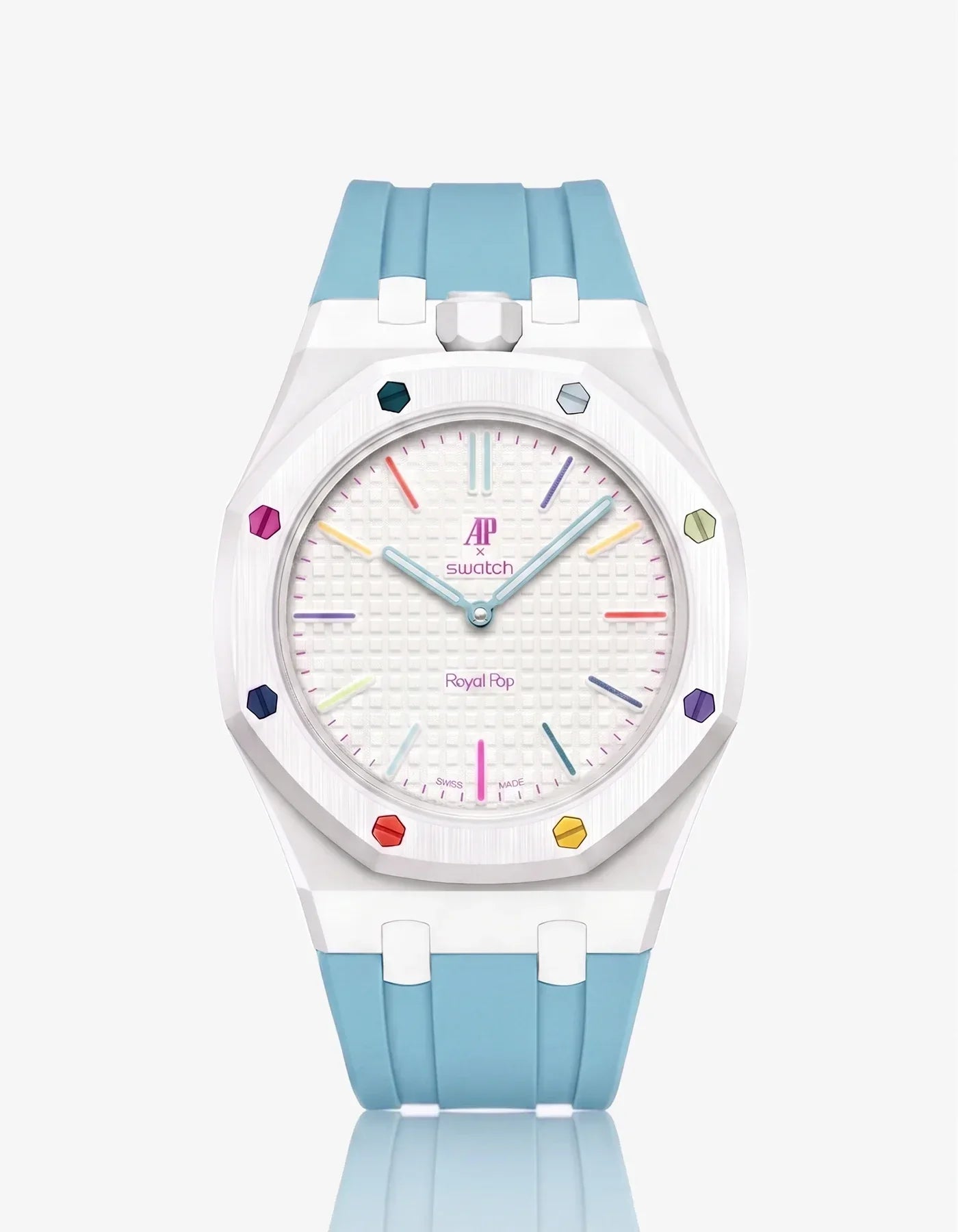 Silicone Strap & Bioceramic Case  Royal Pop Huit Blanc(Customize  Colors)
