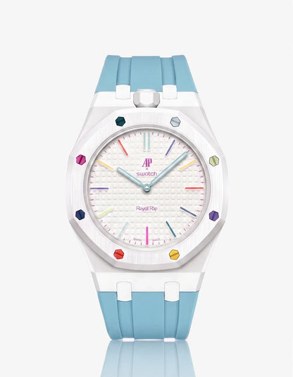 Silicone Strap & Bioceramic Case  Royal Pop Huit Blanc(Customize  Colors)