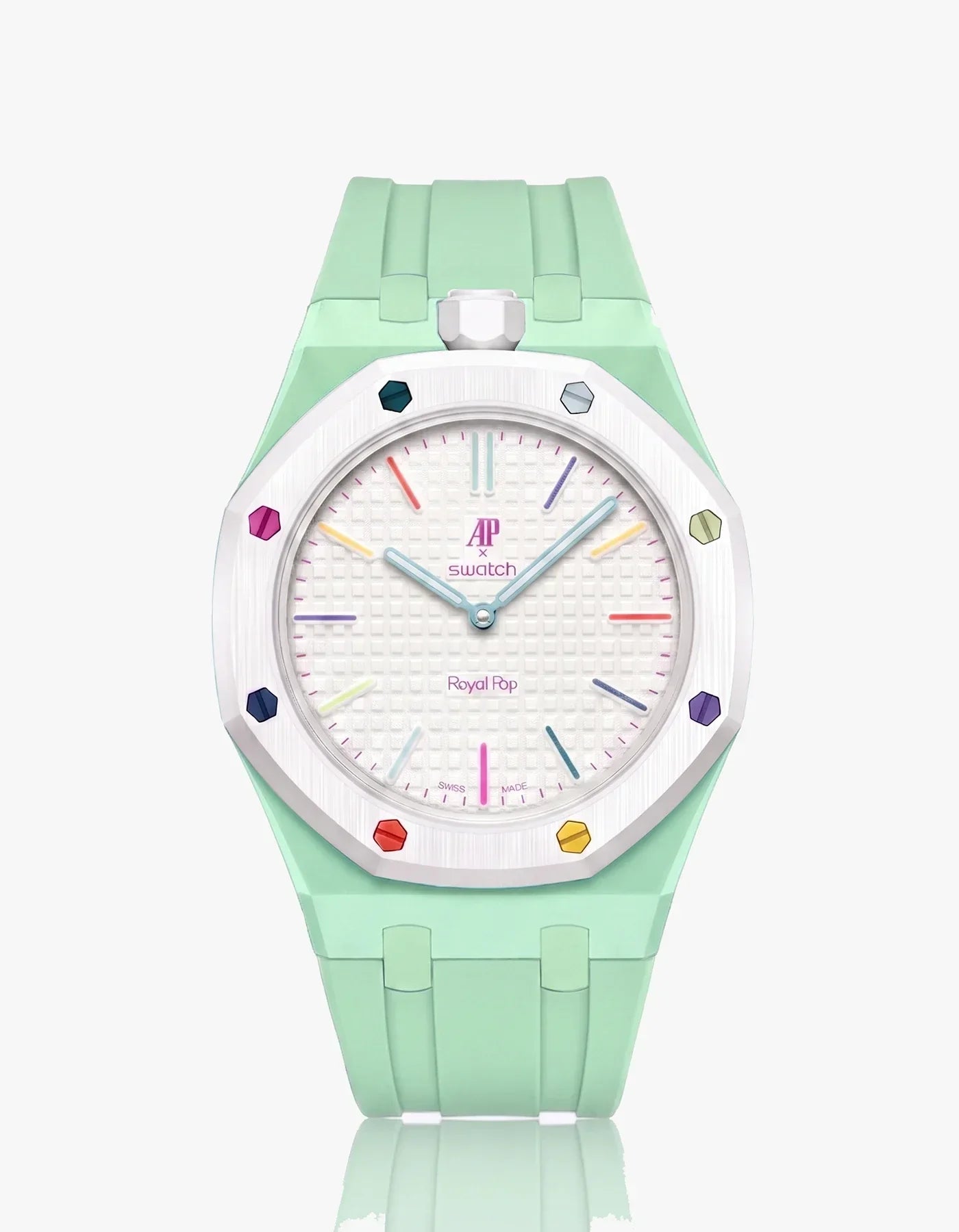 Silicone Strap & Bioceramic Case  Royal Pop Huit Blanc(Customize  Colors)