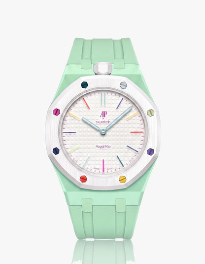 Silicone Strap & Bioceramic Case  Royal Pop Huit Blanc(Customize  Colors)