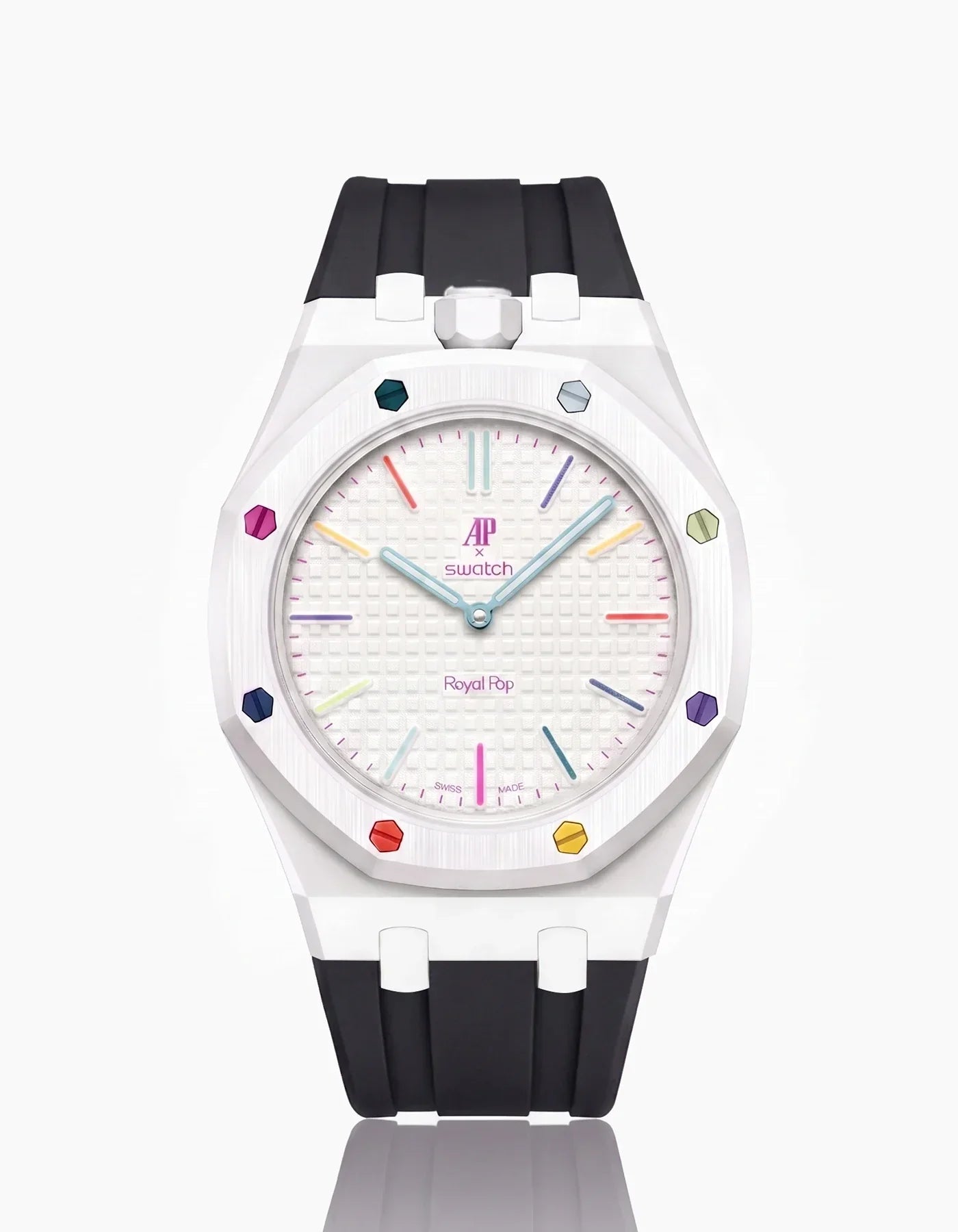 Silicone Strap & Bioceramic Case  Royal Pop Huit Blanc(Customize  Colors)