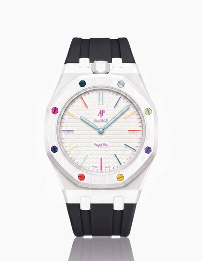 Silicone Strap & Bioceramic Case  Royal Pop Huit Blanc(Customize  Colors)