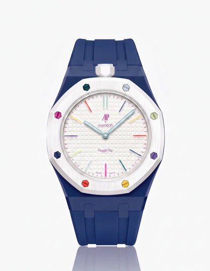 Silicone Strap & Bioceramic Case  Royal Pop Huit Blanc(Customize  Colors)