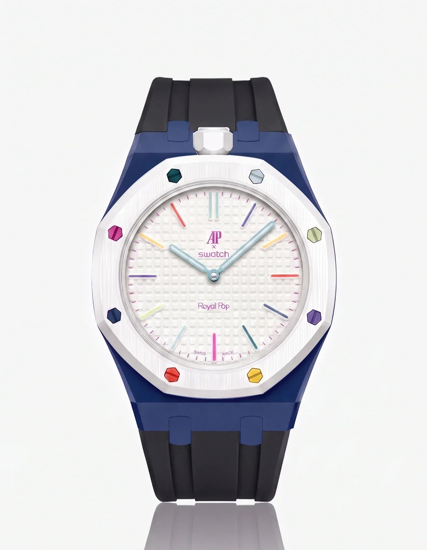 Silicone Strap & Bioceramic Case  Royal Pop Huit Blanc(Customize  Colors)