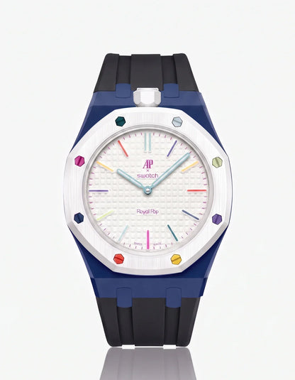 Silicone Strap & Bioceramic Case  Royal Pop Huit Blanc(Customize  Colors)