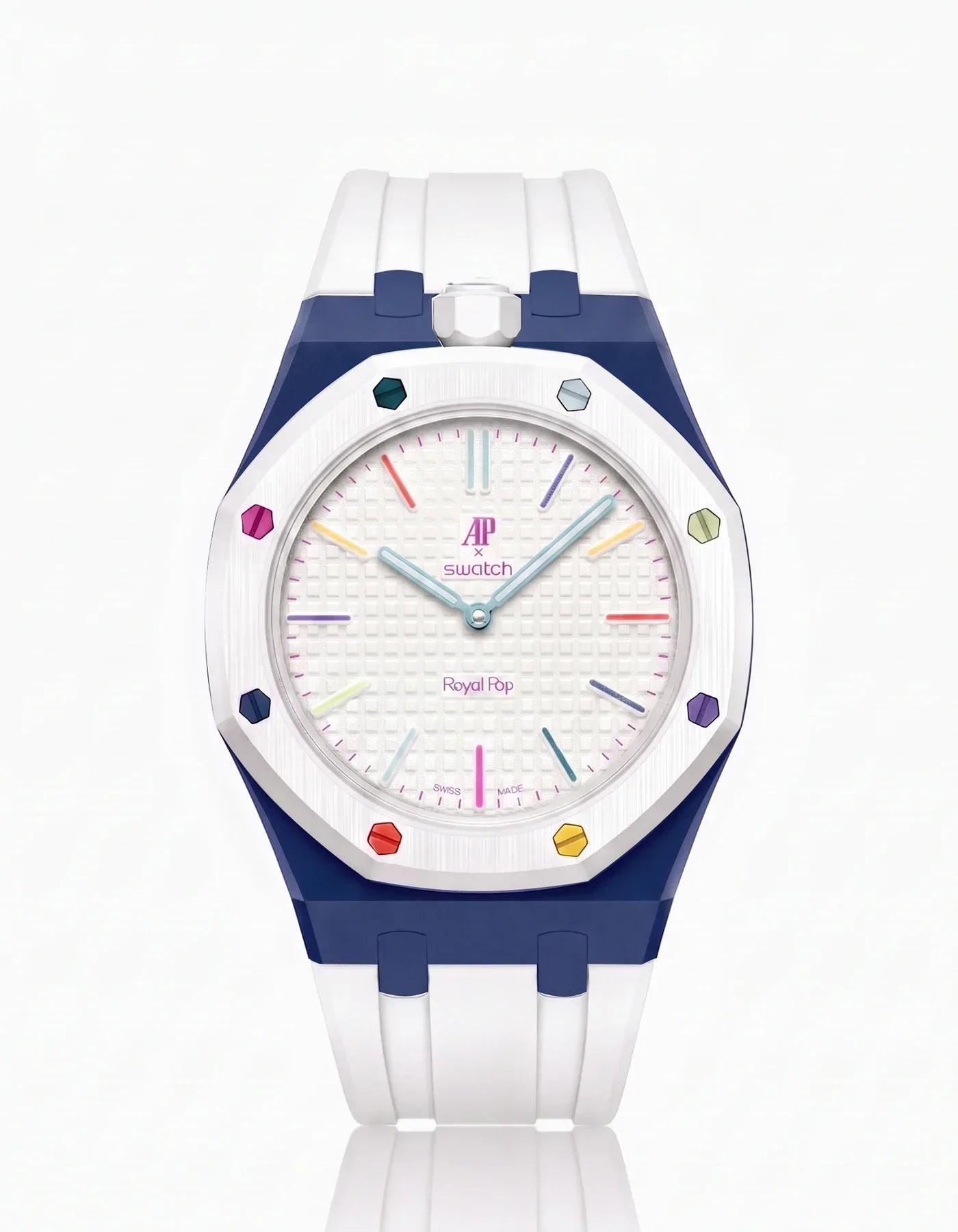 Silicone Strap & Bioceramic Case  Royal Pop Huit Blanc(Customize  Colors)