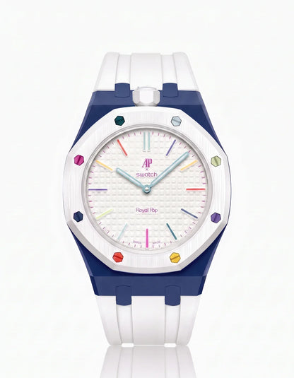Silicone Strap & Bioceramic Case  Royal Pop Huit Blanc(Customize  Colors)
