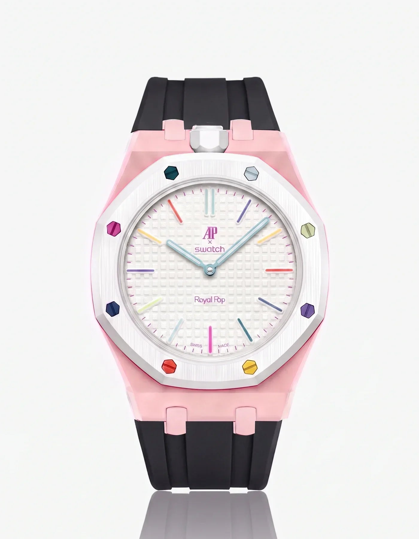 Silicone Strap & Bioceramic Case  Royal Pop Huit Blanc(Customize  Colors)