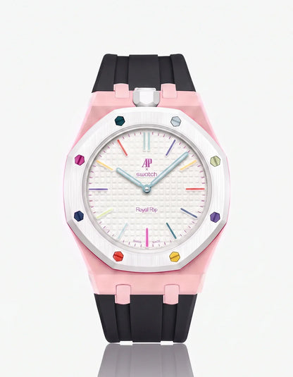 Silicone Strap & Bioceramic Case  Royal Pop Huit Blanc(Customize  Colors)