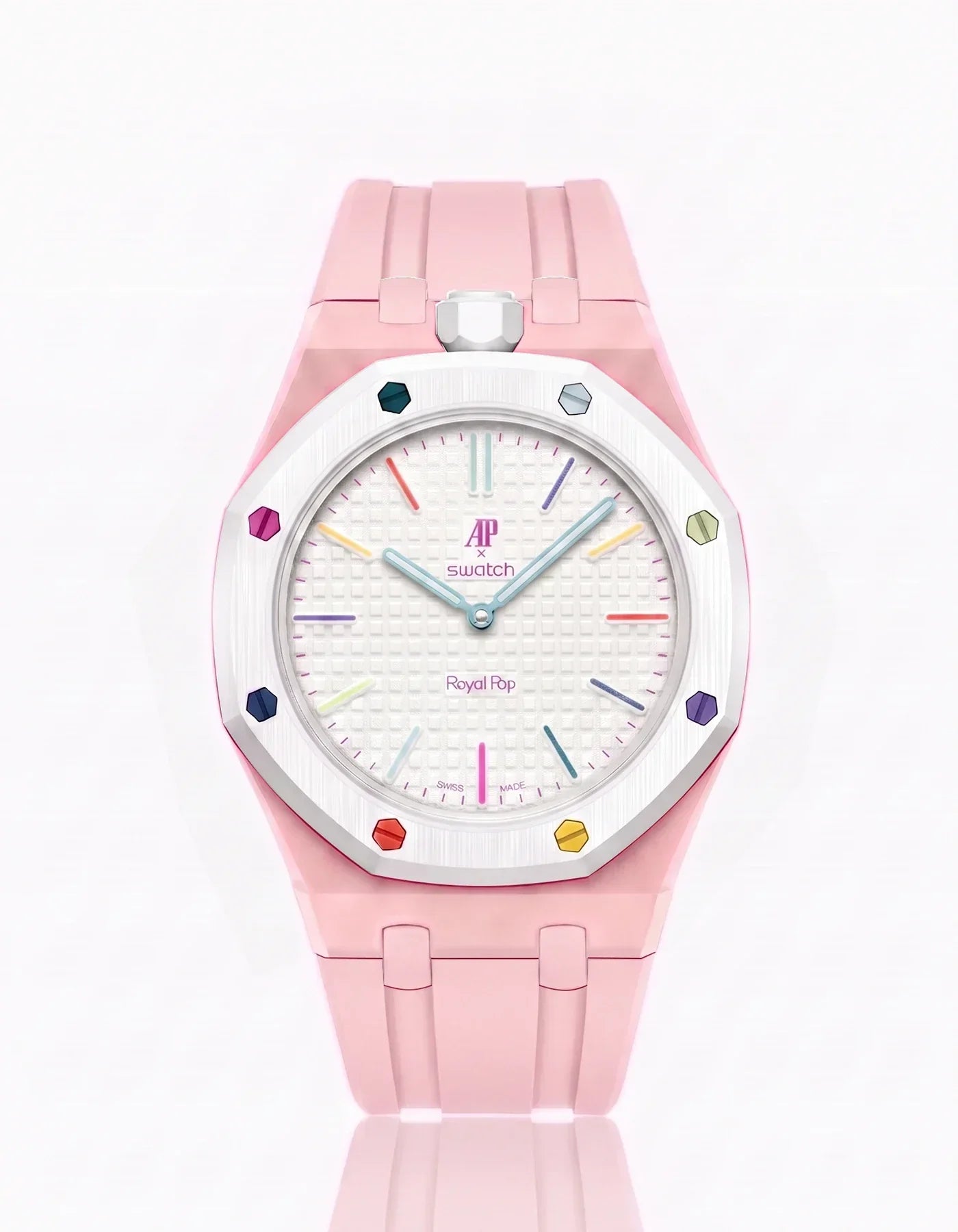 Silicone Strap & Bioceramic Case  Royal Pop Huit Blanc(Customize  Colors)