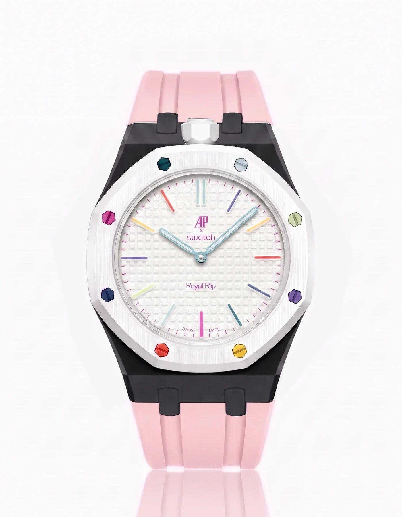 Silicone Strap & Bioceramic Case  Royal Pop Huit Blanc(Customize  Colors)
