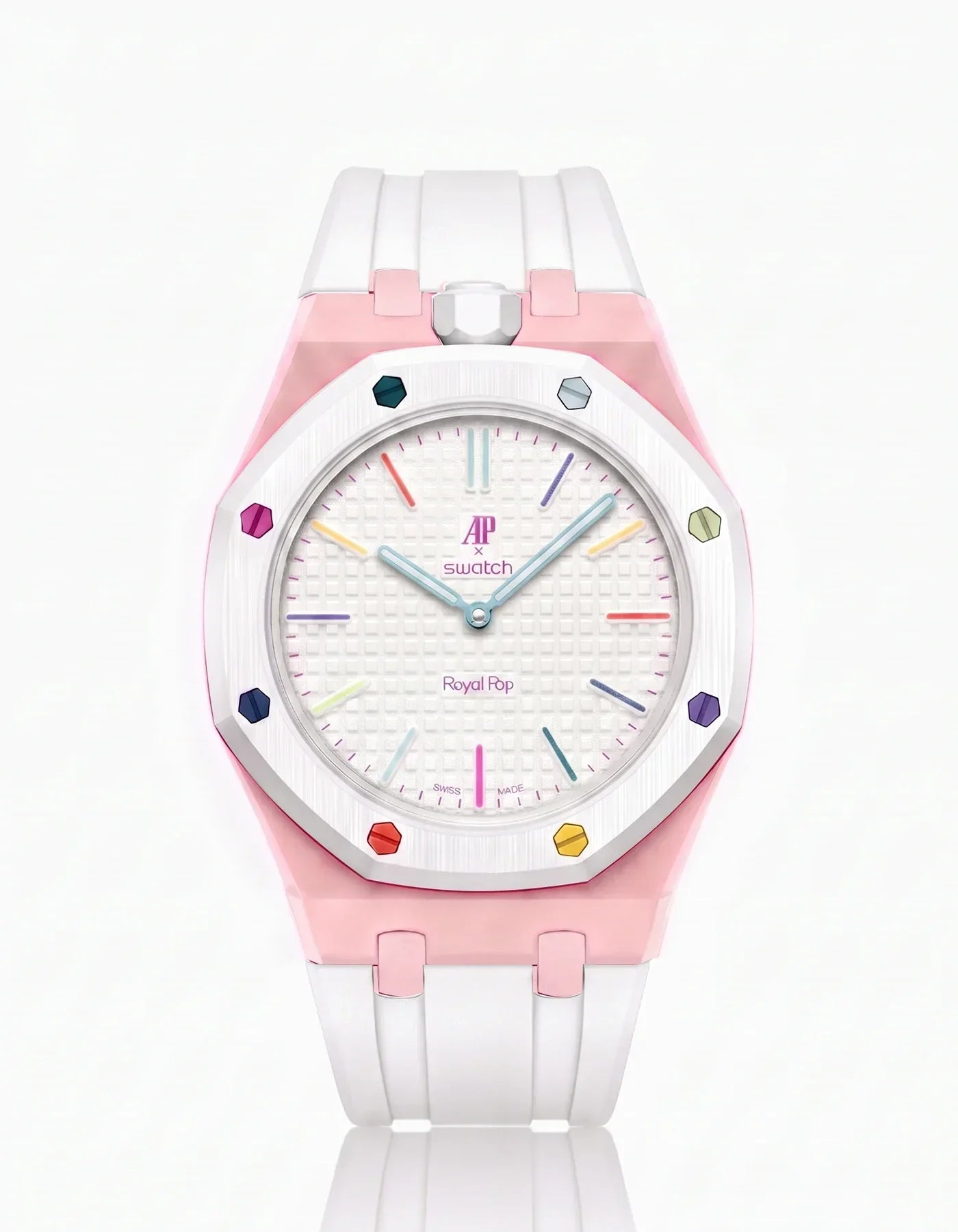 Silicone Strap & Bioceramic Case  Royal Pop Huit Blanc(Customize  Colors)