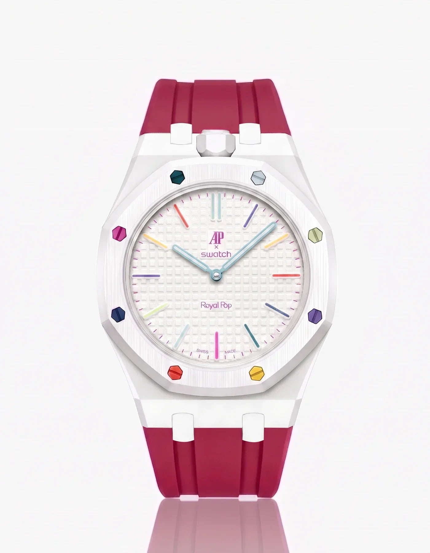 Silicone Strap & Bioceramic Case  Royal Pop Huit Blanc(Customize  Colors)