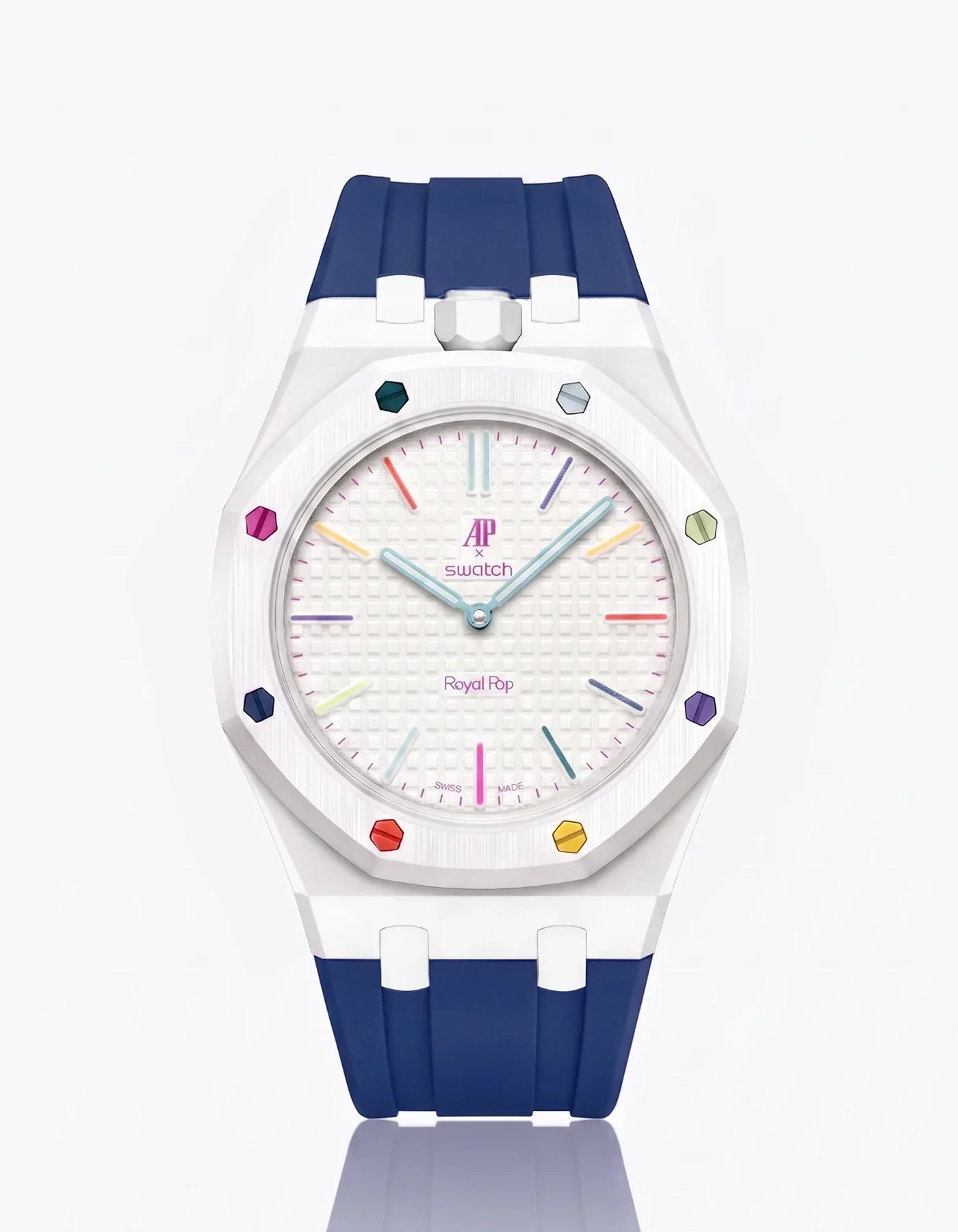 Silicone Strap & Bioceramic Case  Royal Pop Huit Blanc(Customize  Colors)