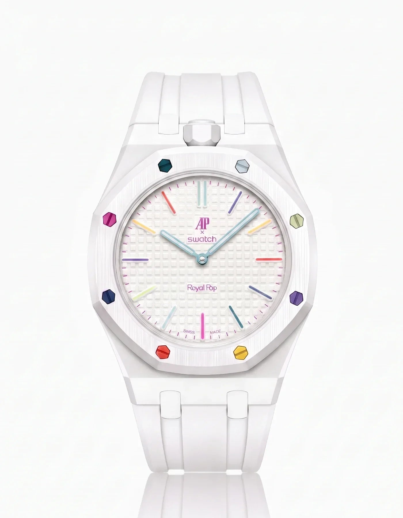 Silicone Strap & Bioceramic Case  Royal Pop Huit Blanc(Customize  Colors)