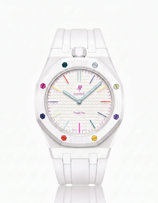 Silicone Strap & Bioceramic Case  Royal Pop Huit Blanc(Customize  Colors)