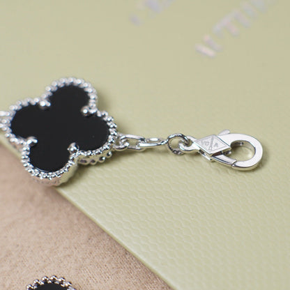 [OAK JURI]CLOVER 5 MOTIF ONYXS  BRACELET SILVER