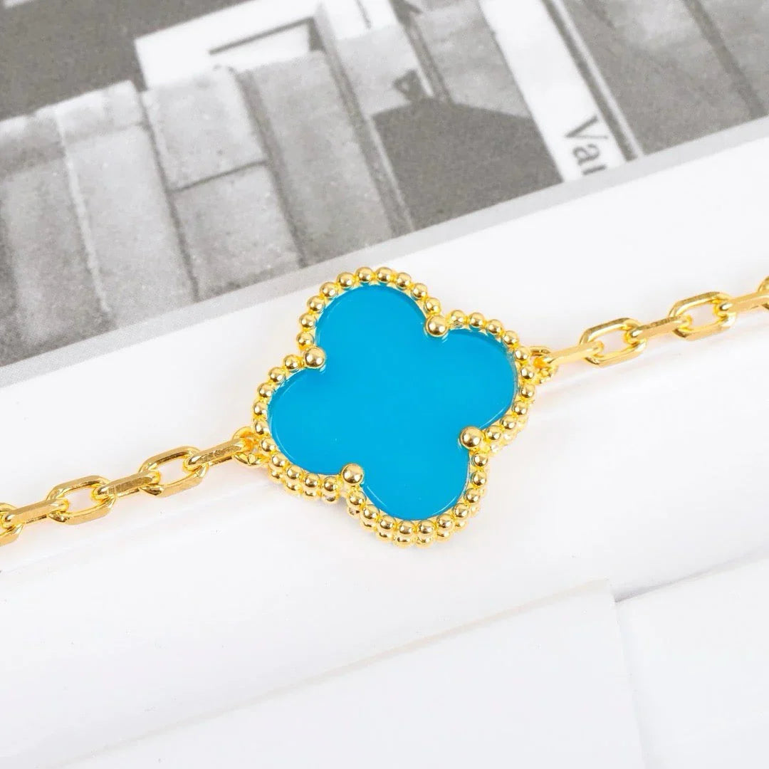 [OAK JURI] CLOVER 5 MOTIF TURQUOISE BRACELET COLLECTION