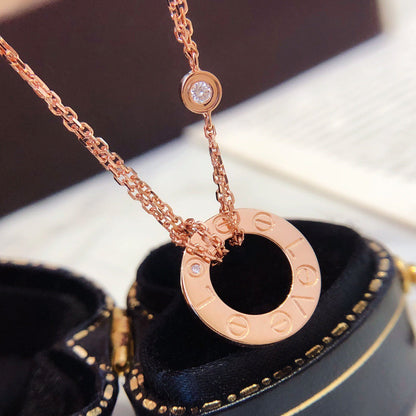 [OAK JURI]LOVE NECKLACE 16MM 2 DIAMONDS