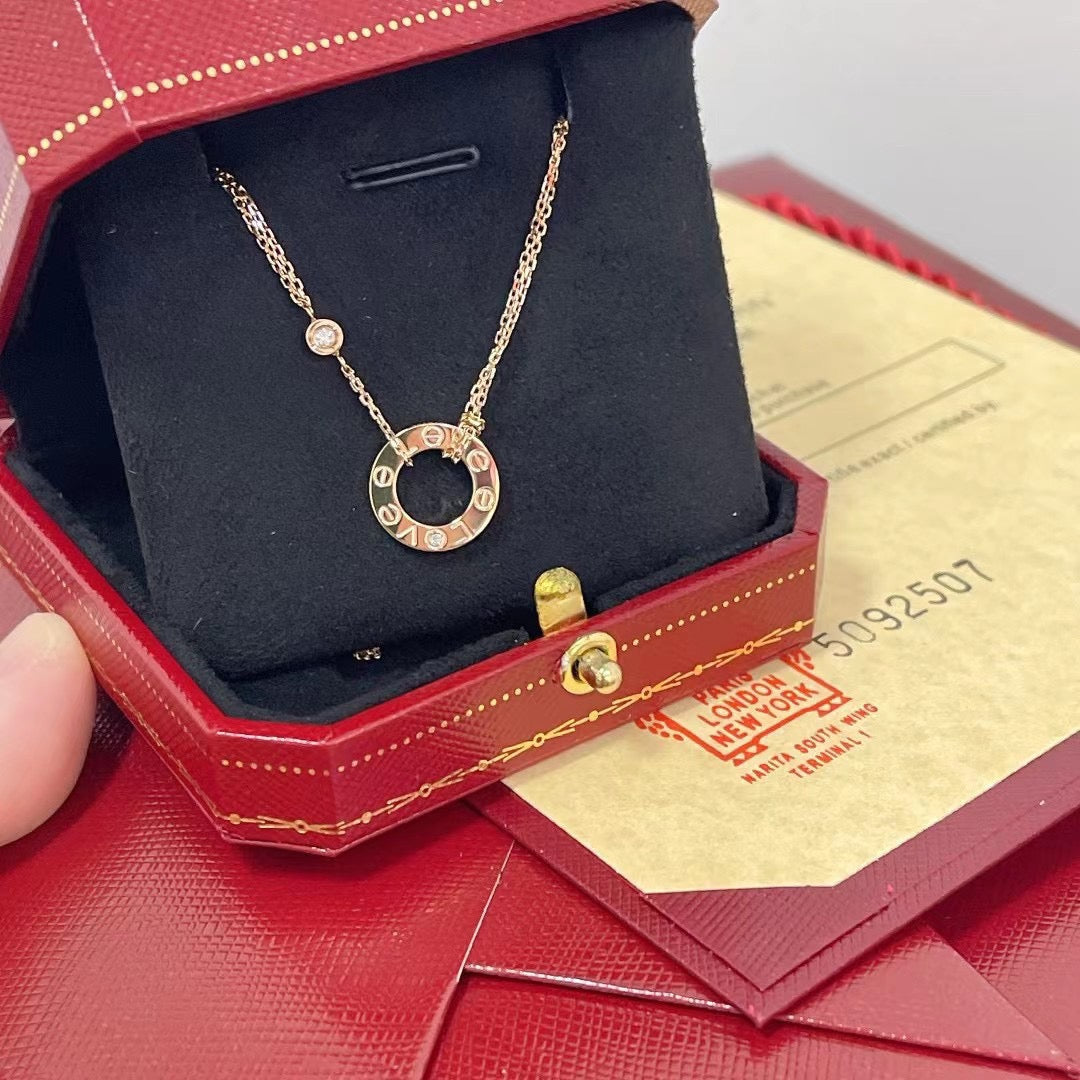 [OAK JURI]LOVE NECKLACE 16MM 2 DIAMONDS