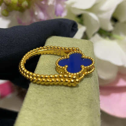 [OAK JURI]CLOVER RIVERSIBLE BLUE AGATE RING