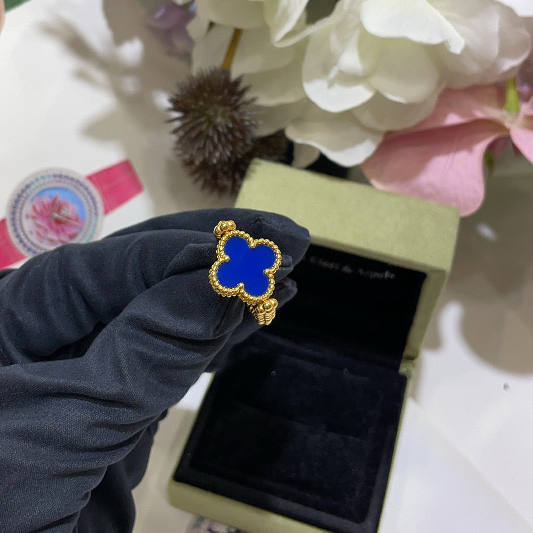 [OAK JURI]CLOVER RIVERSIBLE BLUE AGATE RING