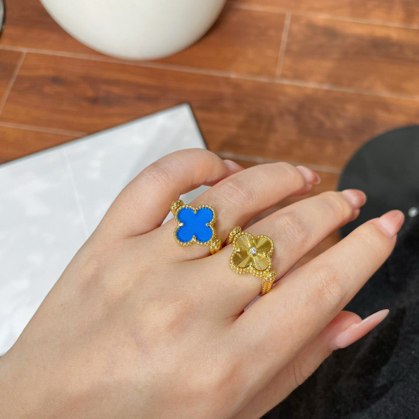 [OAK JURI]CLOVER RIVERSIBLE BLUE AGATE RING