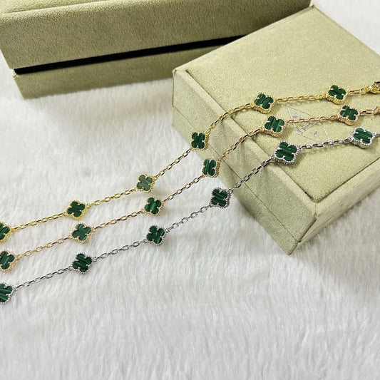 [OAK JURI]CLOVER 6 MOTIF MALACHITE BRACELET
