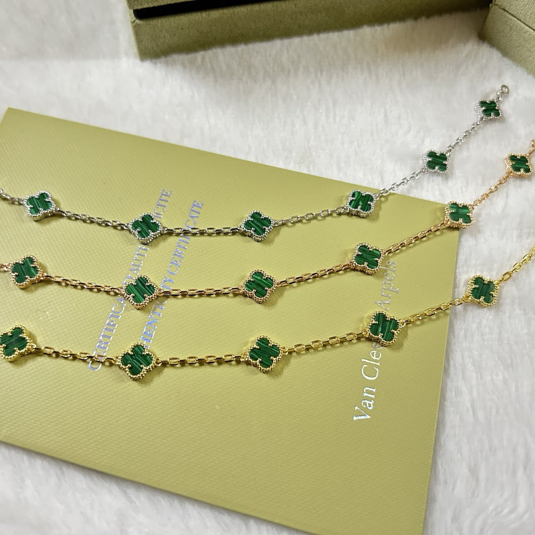 [OAK JURI]CLOVER 6 MOTIF MALACHITE BRACELET