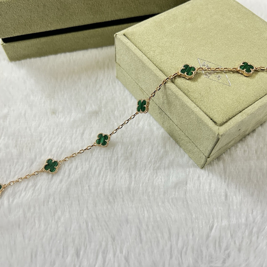 [OAK JURI]CLOVER 6 MOTIF MALACHITE BRACELET