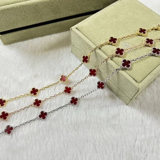 [OAK JURI]CLOVER 6 MOTIF RED AGATE BRACELET