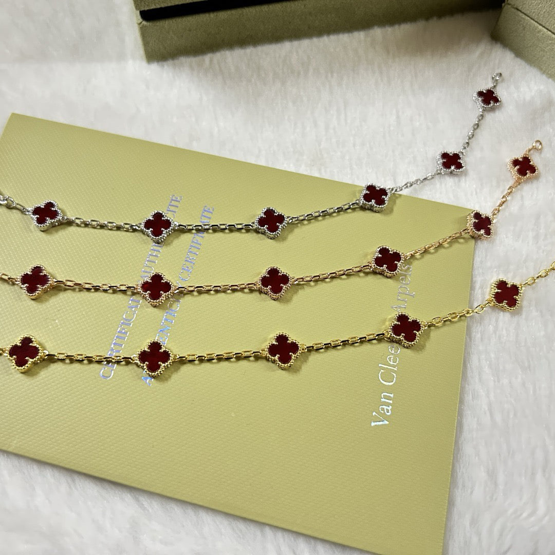[OAK JURI]CLOVER 6 MOTIF RED AGATE BRACELET