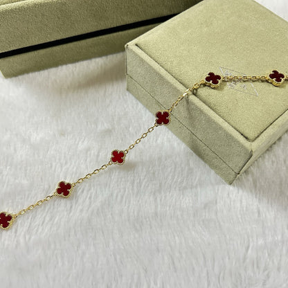 [OAK JURI]CLOVER 6 MOTIF RED AGATE BRACELET