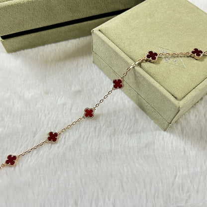 [OAK JURI]CLOVER 6 MOTIF RED AGATE BRACELET