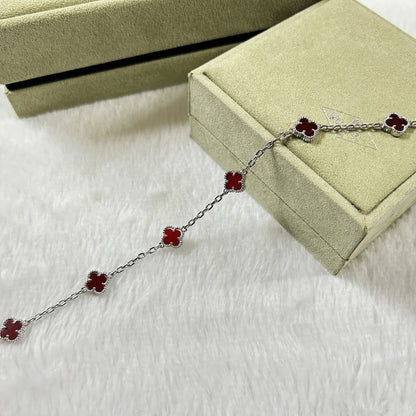 [OAK JURI]CLOVER 6 MOTIF RED AGATE BRACELET