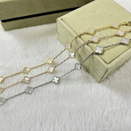 [OAK JURI]CLOVER 6 MOTIF WHITE MOP BRACELET