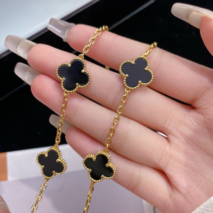 [OAK JURI]CLOVER 10 MOTIFS ONYX NECKLACE