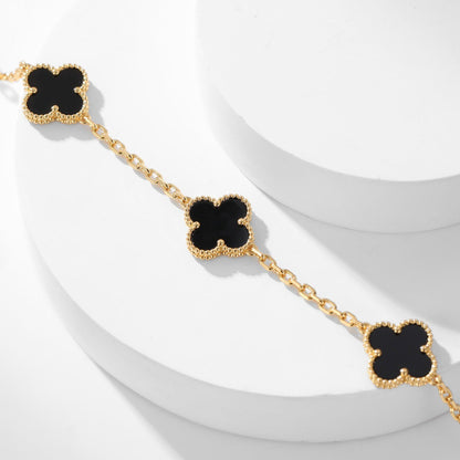 [OAK JURI]CLOVER 10 MOTIFS ONYX NECKLACE