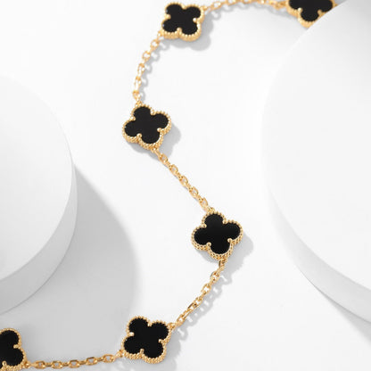 [OAK JURI]CLOVER 10 MOTIFS ONYX NECKLACE
