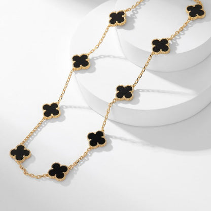 [OAK JURI]CLOVER 10 MOTIFS ONYX NECKLACE
