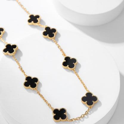 [OAK JURI]CLOVER 10 MOTIFS ONYX NECKLACE
