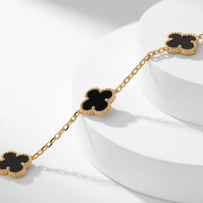 [OAK JURI]CLOVER 10 MOTIFS ONYX NECKLACE