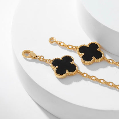 [OAK JURI]CLOVER 10 MOTIFS ONYX NECKLACE