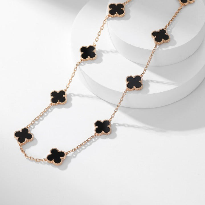 [OAK JURI]CLOVER 10 MOTIFS ONYX NECKLACE