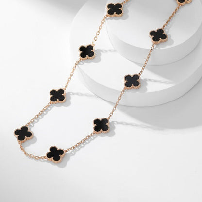 [OAK JURI]CLOVER 10 MOTIFS ONYX NECKLACE