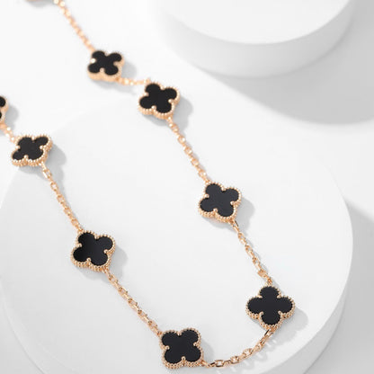 [OAK JURI]CLOVER 10 MOTIFS ONYX NECKLACE
