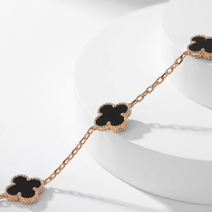 [OAK JURI]CLOVER 10 MOTIFS ONYX NECKLACE