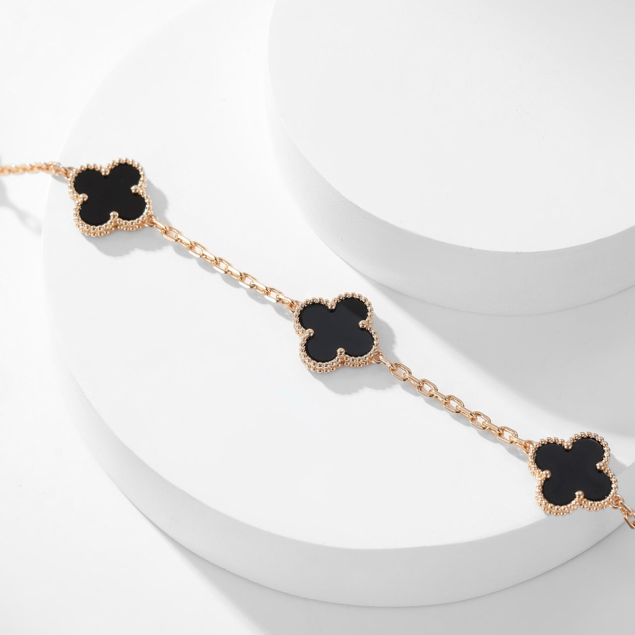 [OAK JURI]CLOVER 10 MOTIFS ONYX NECKLACE